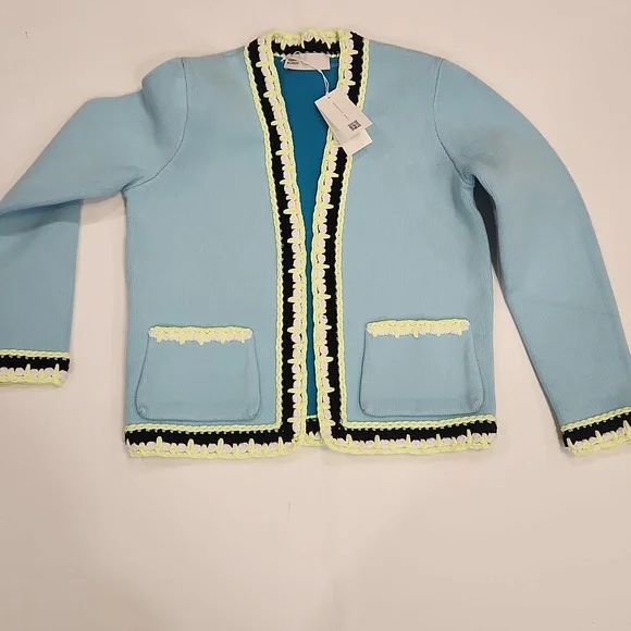 Tory Burch | Tech Knit Viscose Contrast~Trim Cardigan Sz S - Picture 1 of 7